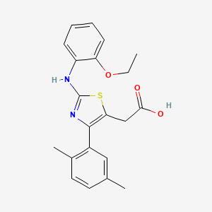 molecular formula C21H22N2O3S B3681514 {4-(2,5-dimethylphenyl)-2-[(2-ethoxyphenyl)amino]-1,3-thiazol-5-yl}acetic acid 