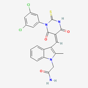 2-(3-{[1-(3,5-dichlorophenyl)-4,6-dioxo-2-thioxotetrahydro-5(2H)-pyrimidinylidene]methyl}-2-methyl-1H-indol-1-yl)acetamide