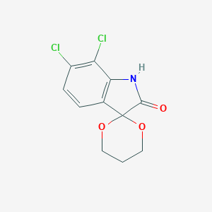 molecular formula C11H9Cl2NO3 B368156 6',7'-Dichloro-1',2'-dihydrospiro([1,3]dioxane-2,3'-indole)-2'-one CAS No. 883647-79-8