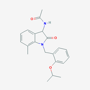 molecular formula C21H24N2O3 B368162 N-(7-methyl-2-oxo-1-{[2-(propan-2-yloxy)phenyl]methyl}-2,3-dihydro-1H-indol-3-yl)acetamide CAS No. 1009322-51-3