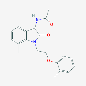 molecular formula C20H22N2O3 B368163 N-{7-methyl-1-[2-(2-methylphenoxy)ethyl]-2-oxo-2,3-dihydro-1H-indol-3-yl}acetamide CAS No. 1008438-39-8