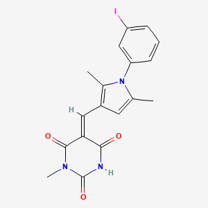 molecular formula C18H16IN3O3 B3681643 5-{[1-(3-iodophenyl)-2,5-dimethyl-1H-pyrrol-3-yl]methylene}-1-methyl-2,4,6(1H,3H,5H)-pyrimidinetrione 