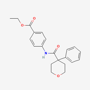 molecular formula C21H23NO4 B3681655 ethyl 4-{[(4-phenyltetrahydro-2H-pyran-4-yl)carbonyl]amino}benzoate 