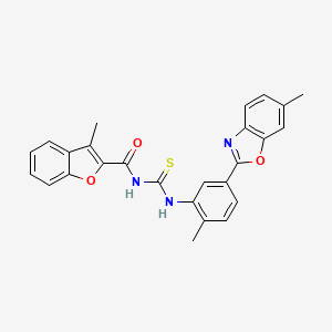 molecular formula C26H21N3O3S B3681729 3-methyl-N-{[2-methyl-5-(6-methyl-1,3-benzoxazol-2-yl)phenyl]carbamothioyl}-1-benzofuran-2-carboxamide 