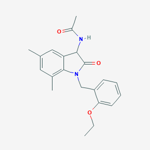 molecular formula C21H24N2O3 B368173 N-(1-(2-乙氧基苄基)-5,7-二甲基-2-氧代吲哚啉-3-基)乙酰胺 CAS No. 1009038-51-0