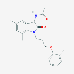 molecular formula C22H26N2O3 B368174 N-(5,7-dimethyl-2-oxo-1-(3-(o-tolyloxy)propyl)indolin-3-yl)acetamide CAS No. 1008690-49-0