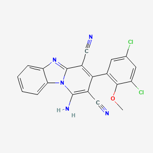 1-Amino-2-cyano-3-(3,5-dichloro-2-methoxyphenyl)pyrido[1,2-A][1,3]benzimidazol-4-YL cyanide