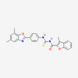 N-({[4-(5,7-dimethyl-1,3-benzoxazol-2-yl)phenyl]amino}carbonothioyl)-3-methyl-1-benzofuran-2-carboxamide