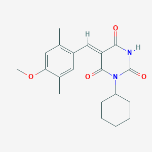 (5Z)-1-cyclohexyl-5-[(4-methoxy-2,5-dimethylphenyl)methylidene]-1,3-diazinane-2,4,6-trione