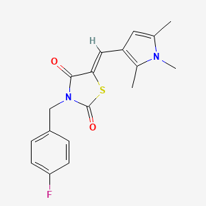 (5Z)-3-[(4-FLUOROPHENYL)METHYL]-5-[(1,2,5-TRIMETHYL-1H-PYRROL-3-YL)METHYLIDENE]-1,3-THIAZOLIDINE-2,4-DIONE