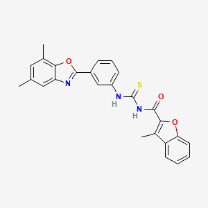 N-{[3-(5,7-dimethyl-1,3-benzoxazol-2-yl)phenyl]carbamothioyl}-3-methyl-1-benzofuran-2-carboxamide