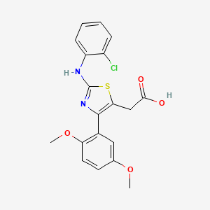 2-[2-(2-Chloroanilino)-4-(2,5-dimethoxyphenyl)-1,3-thiazol-5-yl]acetic acid