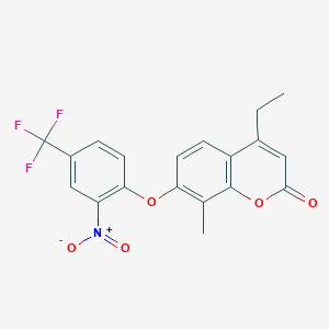 4-ethyl-8-methyl-7-[2-nitro-4-(trifluoromethyl)phenoxy]-2H-chromen-2-one