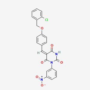 (5E)-5-[[4-[(2-chlorophenyl)methoxy]phenyl]methylidene]-1-(3-nitrophenyl)-1,3-diazinane-2,4,6-trione