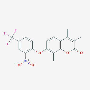 3,4,8-trimethyl-7-[2-nitro-4-(trifluoromethyl)phenoxy]-2H-chromen-2-one