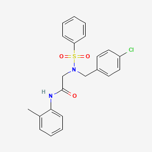 molecular formula C22H21ClN2O3S B3682315 N~2~-(4-chlorobenzyl)-N~1~-(2-methylphenyl)-N~2~-(phenylsulfonyl)glycinamide 