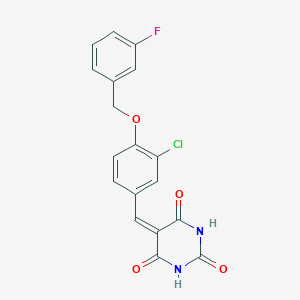 5-[[3-Chloro-4-[(3-fluorophenyl)methoxy]phenyl]methylidene]-1,3-diazinane-2,4,6-trione