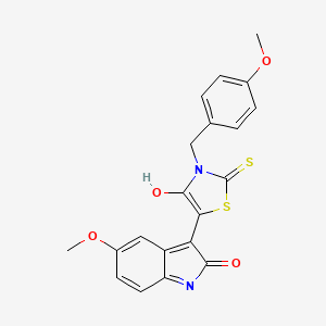 molecular formula C20H16N2O4S2 B3682413 5-methoxy-3-[3-(4-methoxybenzyl)-4-oxo-2-thioxo-1,3-thiazolidin-5-ylidene]-1,3-dihydro-2H-indol-2-one 