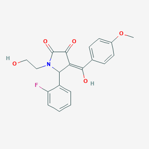 molecular formula C20H18FNO5 B368242 5-(2-fluorophenyl)-3-hydroxy-1-(2-hydroxyethyl)-4-(4-methoxybenzoyl)-1,5-dihydro-2H-pyrrol-2-one CAS No. 370871-11-7