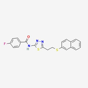 4-fluoro-N-{5-[2-(2-naphthylthio)ethyl]-1,3,4-thiadiazol-2-yl}benzamide