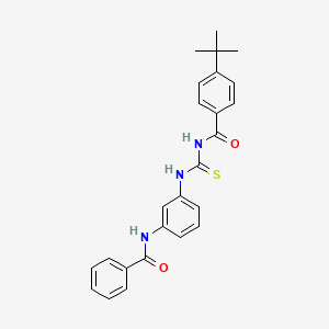 molecular formula C25H25N3O2S B3682451 4-tert-butyl-N-({3-[(phenylcarbonyl)amino]phenyl}carbamothioyl)benzamide 