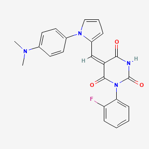 (5E)-5-({1-[4-(dimethylamino)phenyl]-1H-pyrrol-2-yl}methylidene)-1-(2-fluorophenyl)pyrimidine-2,4,6(1H,3H,5H)-trione