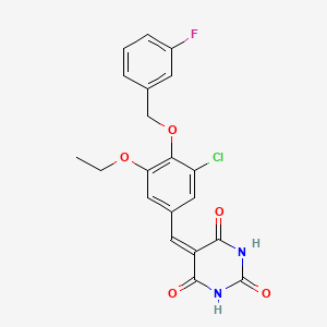 molecular formula C20H16ClFN2O5 B3682626 5-[[3-Chloro-5-ethoxy-4-[(3-fluorophenyl)methoxy]phenyl]methylidene]-1,3-diazinane-2,4,6-trione 