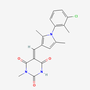 (5E)-5-[[1-(3-chloro-2-methylphenyl)-2,5-dimethylpyrrol-3-yl]methylidene]-1-methyl-1,3-diazinane-2,4,6-trione