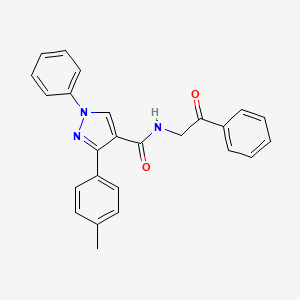 molecular formula C25H21N3O2 B3682717 3-(4-methylphenyl)-N-(2-oxo-2-phenylethyl)-1-phenyl-1H-pyrazole-4-carboxamide 