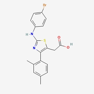 molecular formula C19H17BrN2O2S B3682743 2-{2-[(4-Bromophenyl)amino]-4-(2,4-dimethylphenyl)-1,3-thiazol-5-YL}acetic acid 