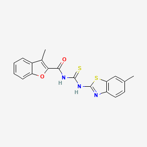 molecular formula C19H15N3O2S2 B3682750 3-methyl-N-[(6-methyl-1,3-benzothiazol-2-yl)carbamothioyl]-1-benzofuran-2-carboxamide 