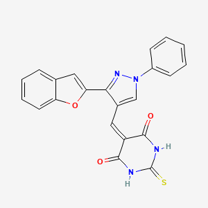 5-[[3-(1-Benzofuran-2-yl)-1-phenylpyrazol-4-yl]methylidene]-2-sulfanylidene-1,3-diazinane-4,6-dione