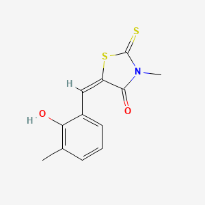 molecular formula C12H11NO2S2 B3682763 (5E)-5-[(2-hydroxy-3-methylphenyl)methylidene]-3-methyl-2-sulfanylidene-1,3-thiazolidin-4-one 