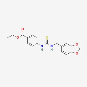 molecular formula C18H18N2O4S B3682788 ethyl 4-({[(1,3-benzodioxol-5-ylmethyl)amino]carbonothioyl}amino)benzoate 