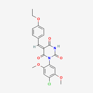 molecular formula C21H19ClN2O6 B3682954 (5E)-1-(4-chloro-2,5-dimethoxyphenyl)-5-[(4-ethoxyphenyl)methylidene]-1,3-diazinane-2,4,6-trione 