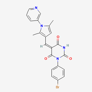 (5E)-1-(4-bromophenyl)-5-{[2,5-dimethyl-1-(pyridin-3-yl)-1H-pyrrol-3-yl]methylidene}pyrimidine-2,4,6(1H,3H,5H)-trione