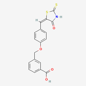 3-[[4-[(E)-(4-oxo-2-sulfanylidene-1,3-thiazolidin-5-ylidene)methyl]phenoxy]methyl]benzoic acid