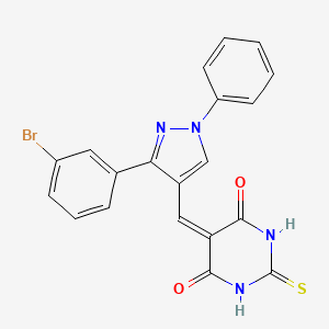 5-[[3-(3-Bromophenyl)-1-phenylpyrazol-4-yl]methylidene]-2-sulfanylidene-1,3-diazinane-4,6-dione