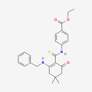 Ethyl 4-({[2-(benzylamino)-4,4-dimethyl-6-oxocyclohex-1-en-1-yl]carbonothioyl}amino)benzoate