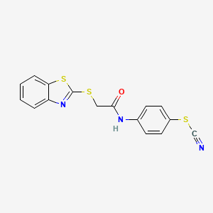 molecular formula C16H11N3OS3 B3683169 4-{[2-(1,3-BENZOTHIAZOL-2-YLSULFANYL)ACETYL]AMINO}PHENYL THIOCYANATE 