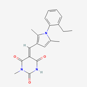 molecular formula C20H21N3O3 B3683261 (5E)-5-[[1-(2-ethylphenyl)-2,5-dimethylpyrrol-3-yl]methylidene]-1-methyl-1,3-diazinane-2,4,6-trione 