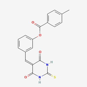 3-[(4,6-DIOXO-2-SULFANYLIDENE-1,3-DIAZINAN-5-YLIDENE)METHYL]PHENYL 4-METHYLBENZOATE