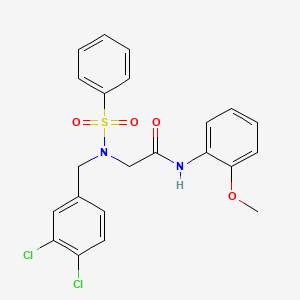 molecular formula C22H20Cl2N2O4S B3683277 N~2~-(3,4-dichlorobenzyl)-N-(2-methoxyphenyl)-N~2~-(phenylsulfonyl)glycinamide 