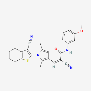 molecular formula C26H24N4O2S B3683287 (Z)-2-cyano-3-[1-(3-cyano-4,5,6,7-tetrahydro-1-benzothiophen-2-yl)-2,5-dimethylpyrrol-3-yl]-N-(3-methoxyphenyl)prop-2-enamide 