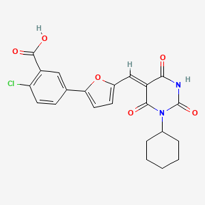 2-chloro-5-[5-[(Z)-(1-cyclohexyl-2,4,6-trioxo-1,3-diazinan-5-ylidene)methyl]furan-2-yl]benzoic acid