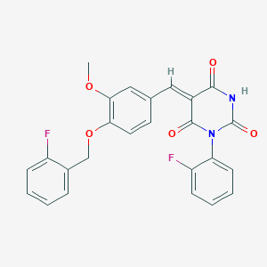 (5Z)-1-(2-fluorophenyl)-5-[[4-[(2-fluorophenyl)methoxy]-3-methoxyphenyl]methylidene]-1,3-diazinane-2,4,6-trione