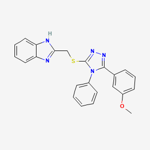 molecular formula C23H19N5OS B3683323 2-({[5-(3-METHOXYPHENYL)-4-PHENYL-4H-1,2,4-TRIAZOL-3-YL]SULFANYL}METHYL)-1H-1,3-BENZODIAZOLE 