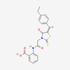 molecular formula C21H18N2O4S2 B3683348 2-({[5-(4-ethylbenzylidene)-4-oxo-2-thioxo-1,3-thiazolidin-3-yl]acetyl}amino)benzoic acid 