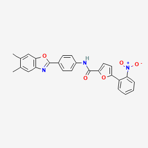 N-[4-(5,6-dimethyl-1,3-benzoxazol-2-yl)phenyl]-5-(2-nitrophenyl)furan-2-carboxamide