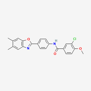 3-chloro-N-[4-(5,6-dimethyl-1,3-benzoxazol-2-yl)phenyl]-4-methoxybenzamide